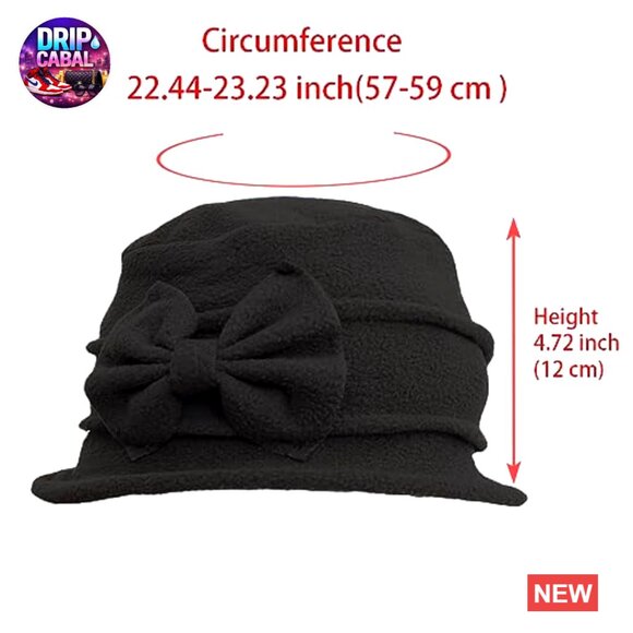 Fleece Beret Hat Classic Winter Bucket Hat French Vintage Floral